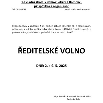 Ředitelské volno